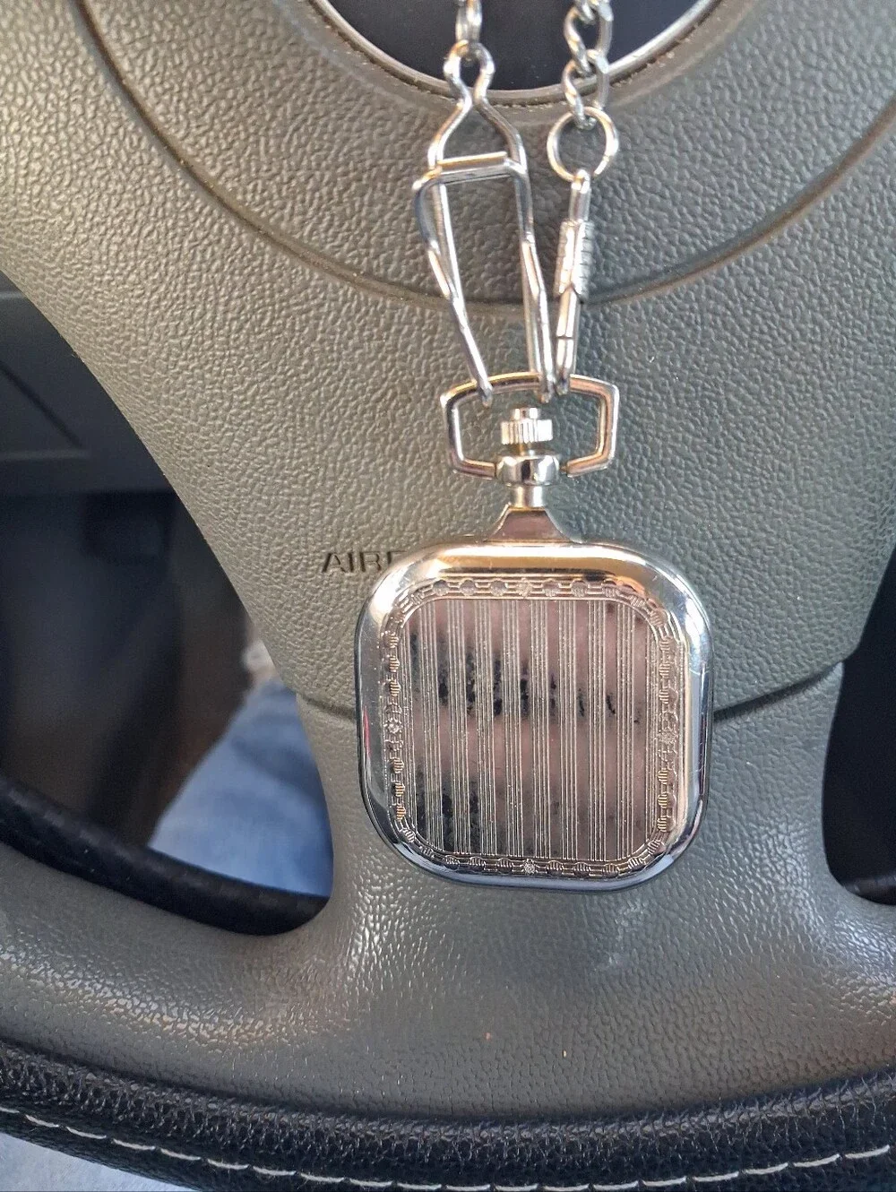 Q Collection - Silver and Gold Pocket Watch Pendant Keychain - Engraveable